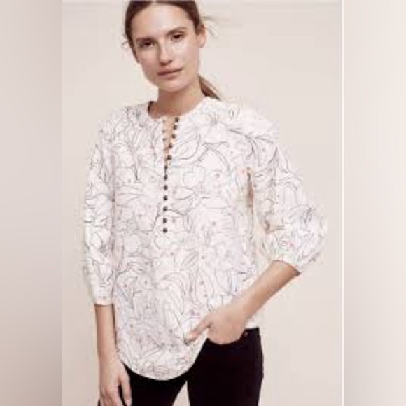 Anthropologie Maeve Bethesda Flannel Button Top Floral - Picture 2 of 5